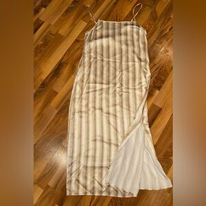 Madewell 100% silk dress stripe, maxi slip style women size 8 NWT‎